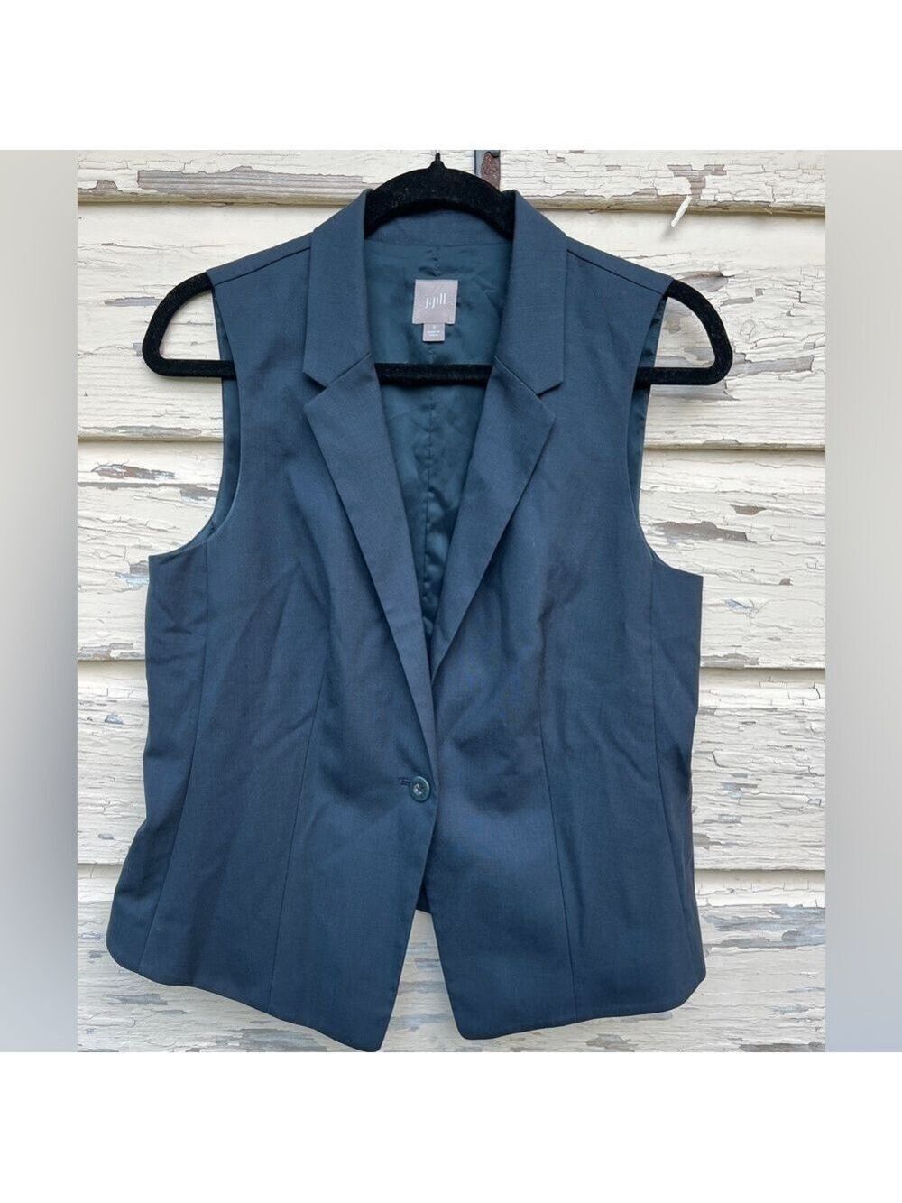 J. Jill Tailored Navy Blue Career Business Casual Wool Suit Vest Waistcoat S